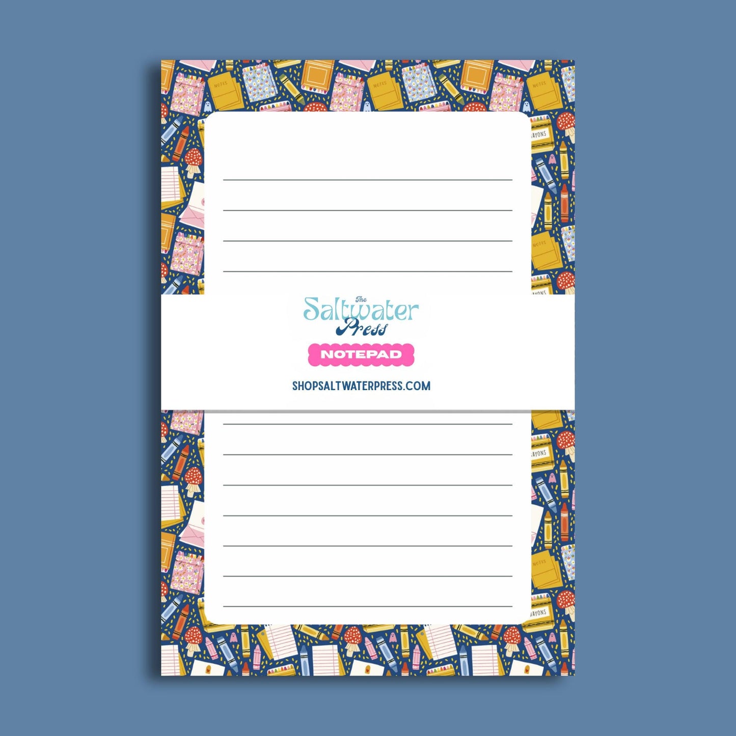 Lined Notepad 5x7 Tear Away Pad Teacher Gift Notepad School Supplies Pattern Navy Blue Border 50 Sheet Writing Pad Premium Paper Quality Desk Organization Essential Student Note Taking Pad Office Memo Notepad Daily Planning Tool List Making