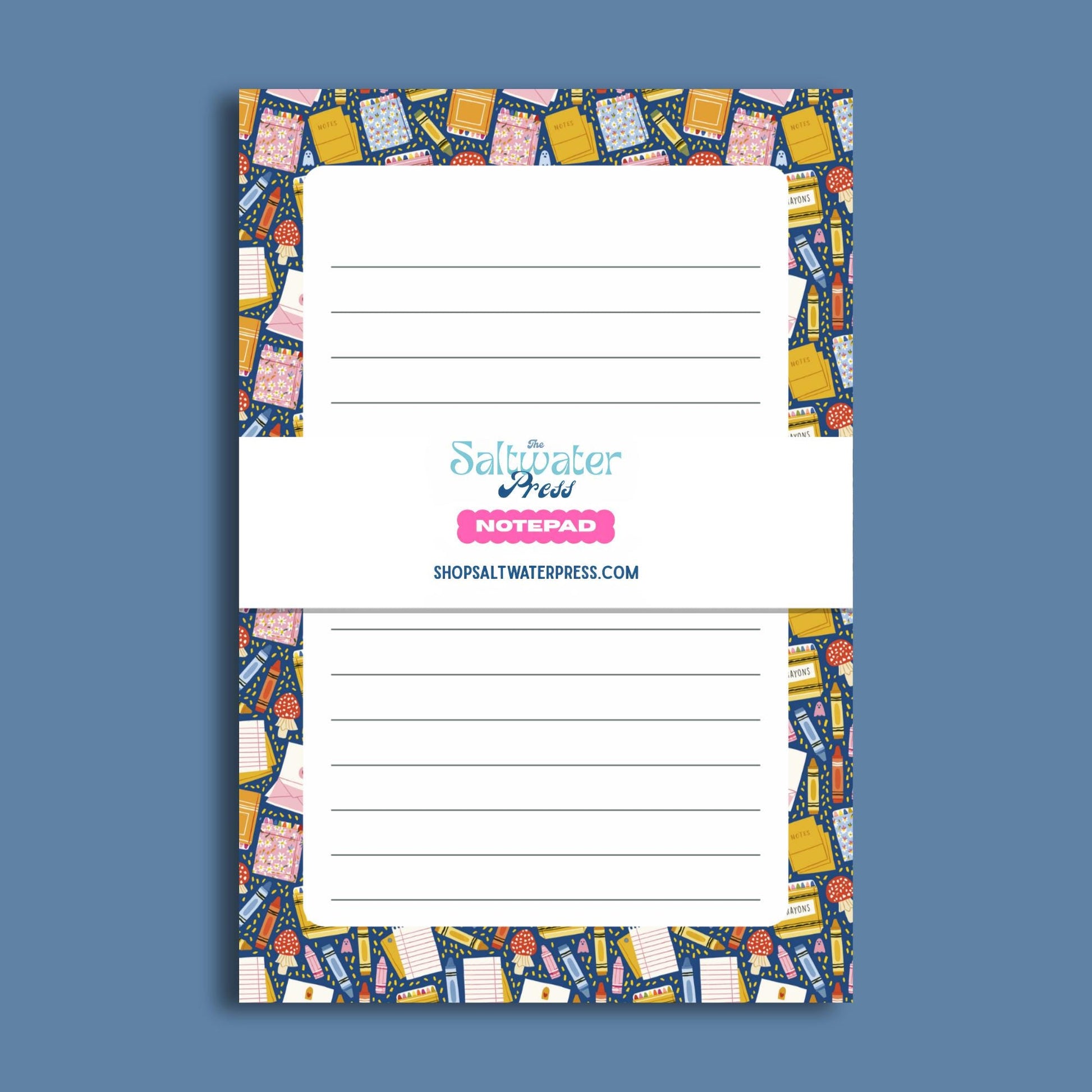 Lined Notepad 5x7 Tear Away Pad Teacher Gift Notepad School Supplies Pattern Navy Blue Border 50 Sheet Writing Pad Premium Paper Quality Desk Organization Essential Student Note Taking Pad Office Memo Notepad Daily Planning Tool List Making