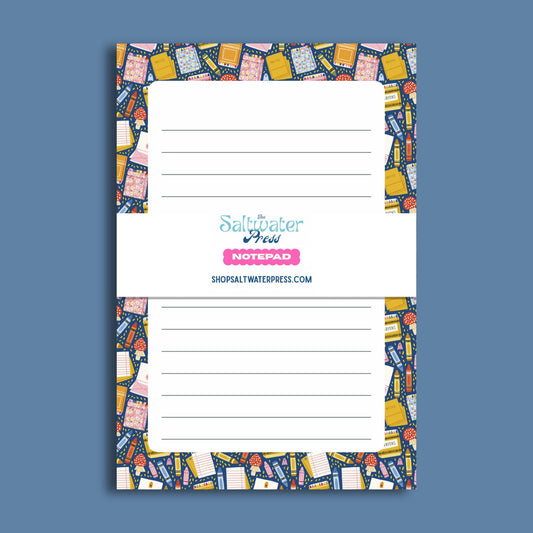 Lined Notepad 5x7 Tear Away Pad Teacher Gift Notepad School Supplies Pattern Navy Blue Border 50 Sheet Writing Pad Premium Paper Quality Desk Organization Essential Student Note Taking Pad Office Memo Notepad Daily Planning Tool List Making