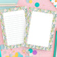 Lined Stationery Notepad Floral Border Design Pink Ranunculus Botanical Writing Paper Premium Quality Tear Away Sheets Office Desk Organization Supplies Daily Note Taking Memo Pad Teacher Appreciation Gift Garden Inspired Stationery
