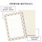 Cottage Core Botanical Notepad Vintage Floral Border Design Lined Writing Pages Tear Off Sheets Desk Organization Stationery Women Office Supplies Pastel Flower Pattern Cream Background Premium Quality Paper Daily Notes Journaling Pad