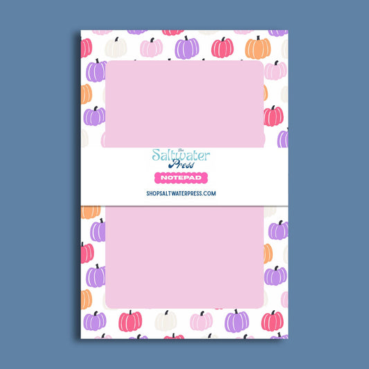Fall Notepad Pumpkin Border Design Pink Writing Paper Sheets Tear Away Pad 50 Sheet Notepad 5x7 Inch Size Perfect Teacher Gift Autumn Stationery Harvest Theme Seasonal Desk Supplies Office Organization Tools Daily Planning Memo Pad Grocery