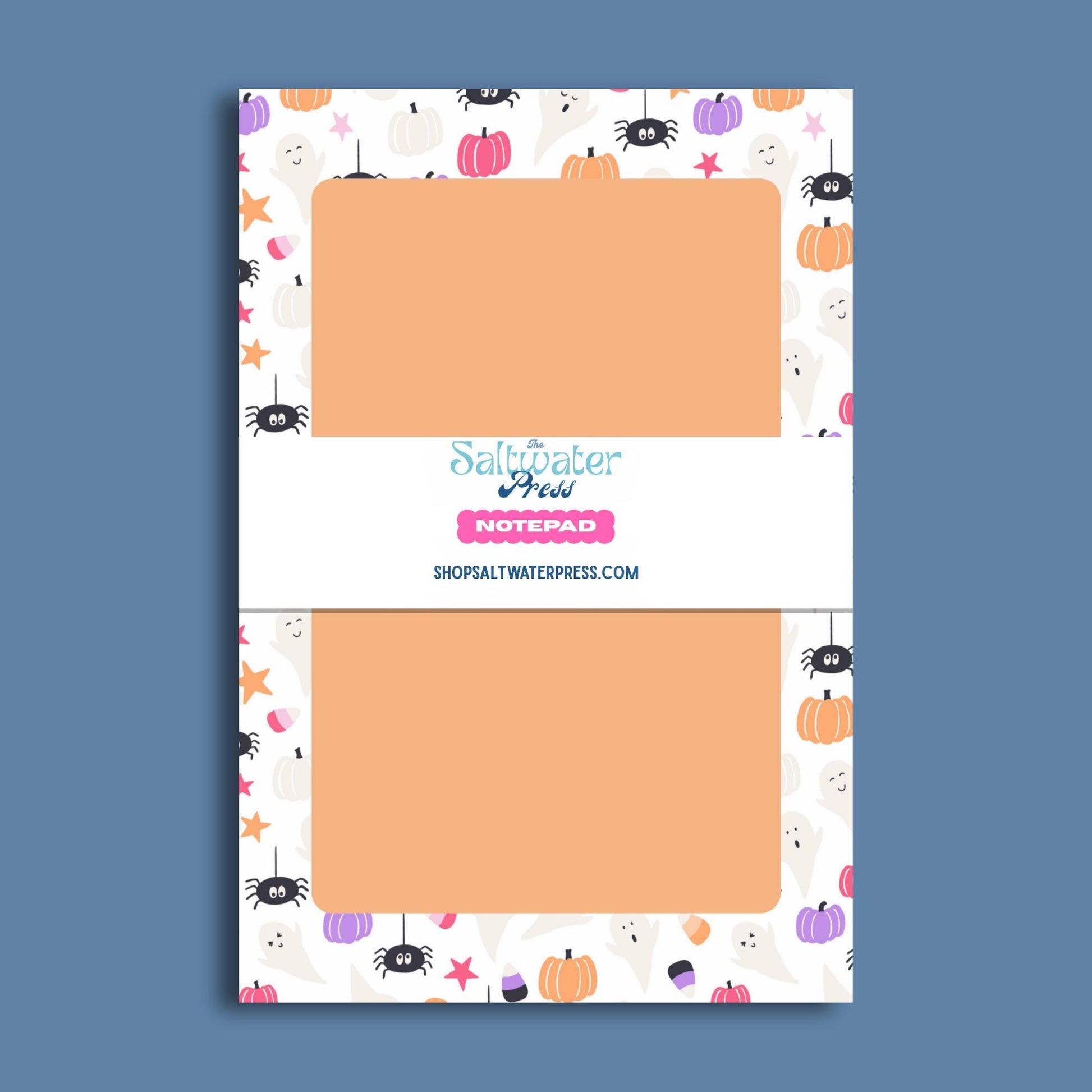Halloween Notepad Cute Pumpkin Design Perfect Teacher Gift Ideas Fall Stationery Collection 5x7 Writing Pad 50 Sheet Paper Quality Desk Organization Essential Seasonal Office Supply Autumn Memo List Classroom Party Favor Collection Spiders