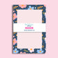Floral Lined Notepad Botanical Design Writing Pad Pink Blue Flowers Orange Green Leaves Navy Background Tear Away Sheets Premium Paper Stock Desk Organization Tool Office Supply Gift Stationery Collection Daily Note Taking Essential