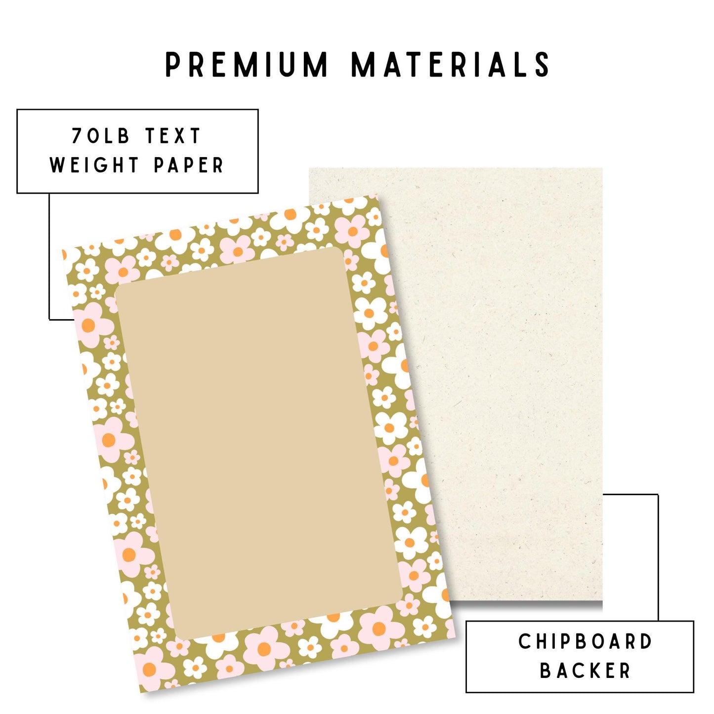 Retro Botanical Design Floral Notepad Vintage Writing Pad 50 Tearaway Sheets Daisy Pattern Desk Accessories Office Supplies Gift For Women Coworkers Teachers Premium Quality Paper Olive Green Pink Cream Orange Flowers Tan Pages Daily Notes