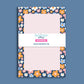 Floral Notepad Lined Memo Pad Perfect Teacher Gift Retro Design Writing Paper Desk Stationery Office Supplies Tear Away Pages Navy Blue Floral Border Orange Pink Blue White Flowers Daily Task List Maker Office Organization Tool Vintage