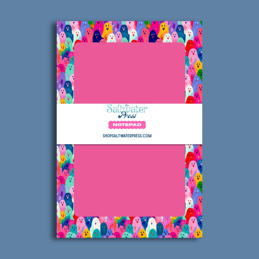 Tear Away Notepad 50 Sheets Pink Writing Paper Colorful Border Design Shopping List Notepad Cute Stationery Office Gift Desk Organization Supplies Daily Task Tracker Memo Pad Vibrant Pattern Work Productivity Tool Student Essential