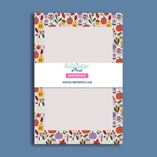 Fall Notepad Autumn Stationery Pumpkin Design Harvest Theme Perfect Teacher Gift Office Supply Essential Lined Writing Pad Premium Paper Sheets Chipboard Backing Desk Organizer Seasonal Decor Beautiful Fall Colors Orange Yellow Purple