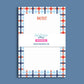 Preppy Desk Notepad Plaid Gingham Design Perfect Gift Idea Coastal Style Stationery Tear Away Memo Pad Office Supplies Collection Blue Coral Pattern Writing Paper Daily Organization Essential Boutique Quality Notepad Teacher Gift