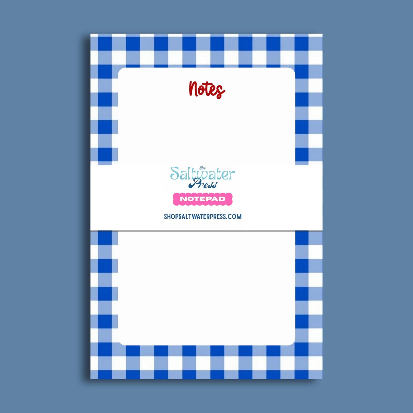 Blue Gingham Notepad Desk Organizer Office Supply Essential Tear Away Writing Pad Premium Quality Sheets Farmhouse Style Border Pattern 5x7 Memo Pad Kitchen List Planning Daily Organization Tool Teacher Gift Ideas Preppy Stationery