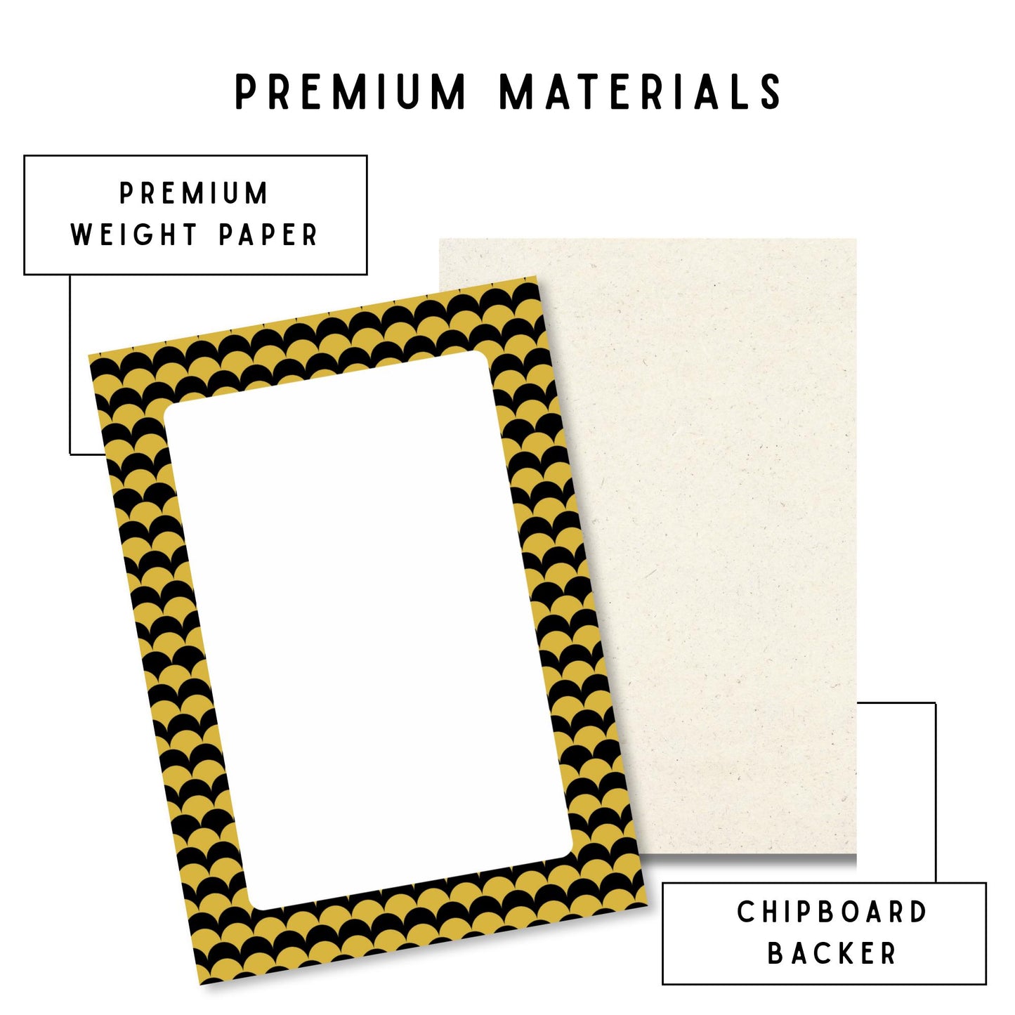 Memo Pad Office Desk Organizer Black Gold Scalloped Pattern Geometric Wave Design Professional Stationery 5x7 Writing Tablet 50 Tear Away Sheets Premium Paper Quality Daily Task Management List Making Tool Elegant Desk Accessory Teacher