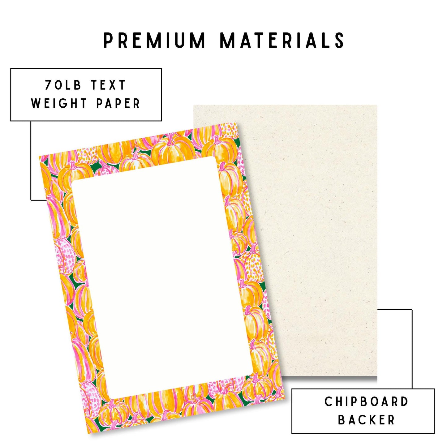 Pumpkin Notepad Lined Sheets Office Supplies Desk Organization Autumn Writing Pad Fall Stationery Tear Away Pages Premium Paper Quality Daily Planning List Making Teacher Gift Seasonal Styling Orange Yellow Pumpkins Pink Flowers Border