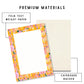 Pumpkin Notepad Lined Sheets Office Supplies Desk Organization Autumn Writing Pad Fall Stationery Tear Away Pages Premium Paper Quality Daily Planning List Making Teacher Gift Seasonal Styling Orange Yellow Pumpkins Pink Flowers Border