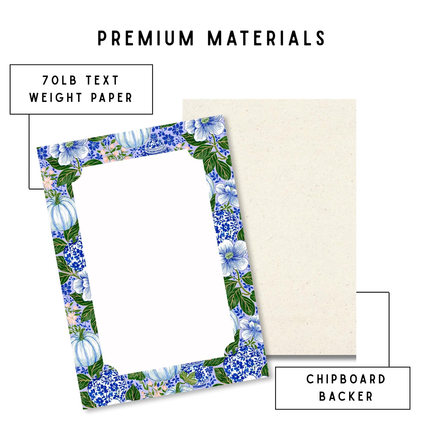 Blue White Desk Pad Chinoiserie Design Ginger Jar Notepad Lined Writing Paper Tearaway Sheets Office Organization Tool Elegant Stationery Collection Preppy Desk Essential Floral Pattern Border Premium Quality Paper Smooth Writing Experience