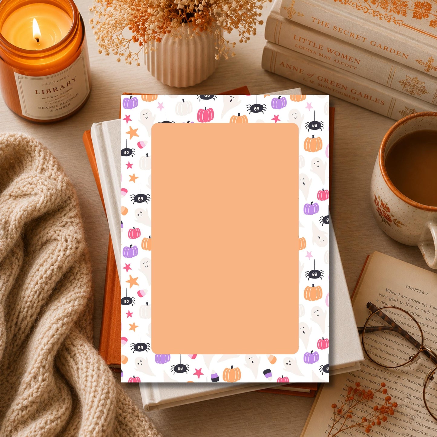 Fall Writing Pad Seasonal Desk Organization Halloween Notepad Cute Pumpkin Design Stationery Collection Perfect Teacher Gift Ideas 5x7 Office Supply 50 Sheet Quality Paper Autumn Memo List Essential Classroom Party Favor Spiders Ghosts
