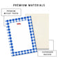 Tear Away Notepad Blue Gingham Design Teacher Gift Essential Office Organization Supplies 5x7 Writing Pad Premium Quality Sheets Chipboard Backing Farmhouse Desk Accessory Kitchen List Planner Daily Memo Writing Tool Preppy Stationery Set