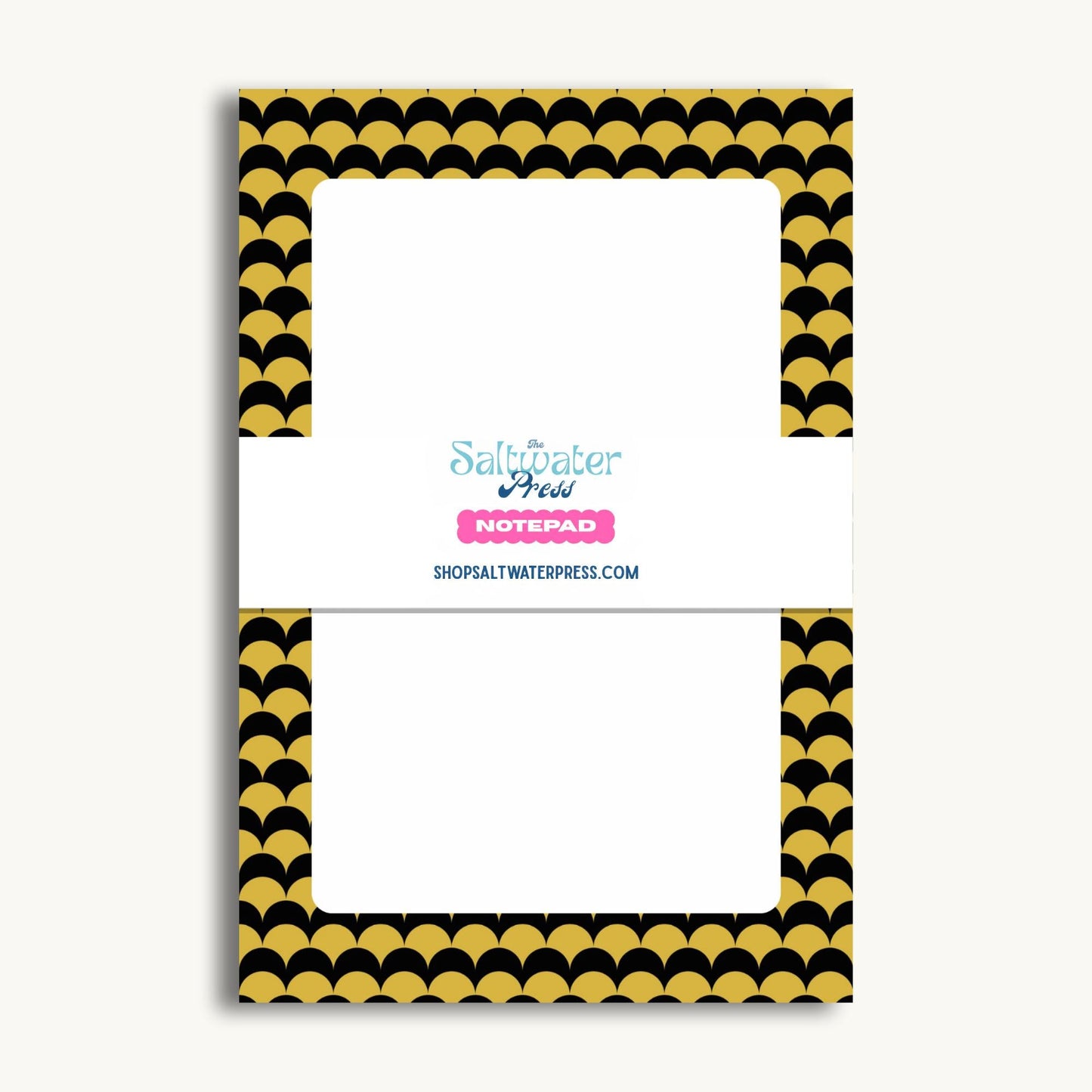 Writing Tablet Premium Quality Black Gold Geometric Pattern Scalloped Border Design 5x7 Notepad 50 Sheets Chipboard Backing Teacher Appreciation Gift Coworker Present Office Desk Accessory Daily Planning Tool List Making Memo Pad