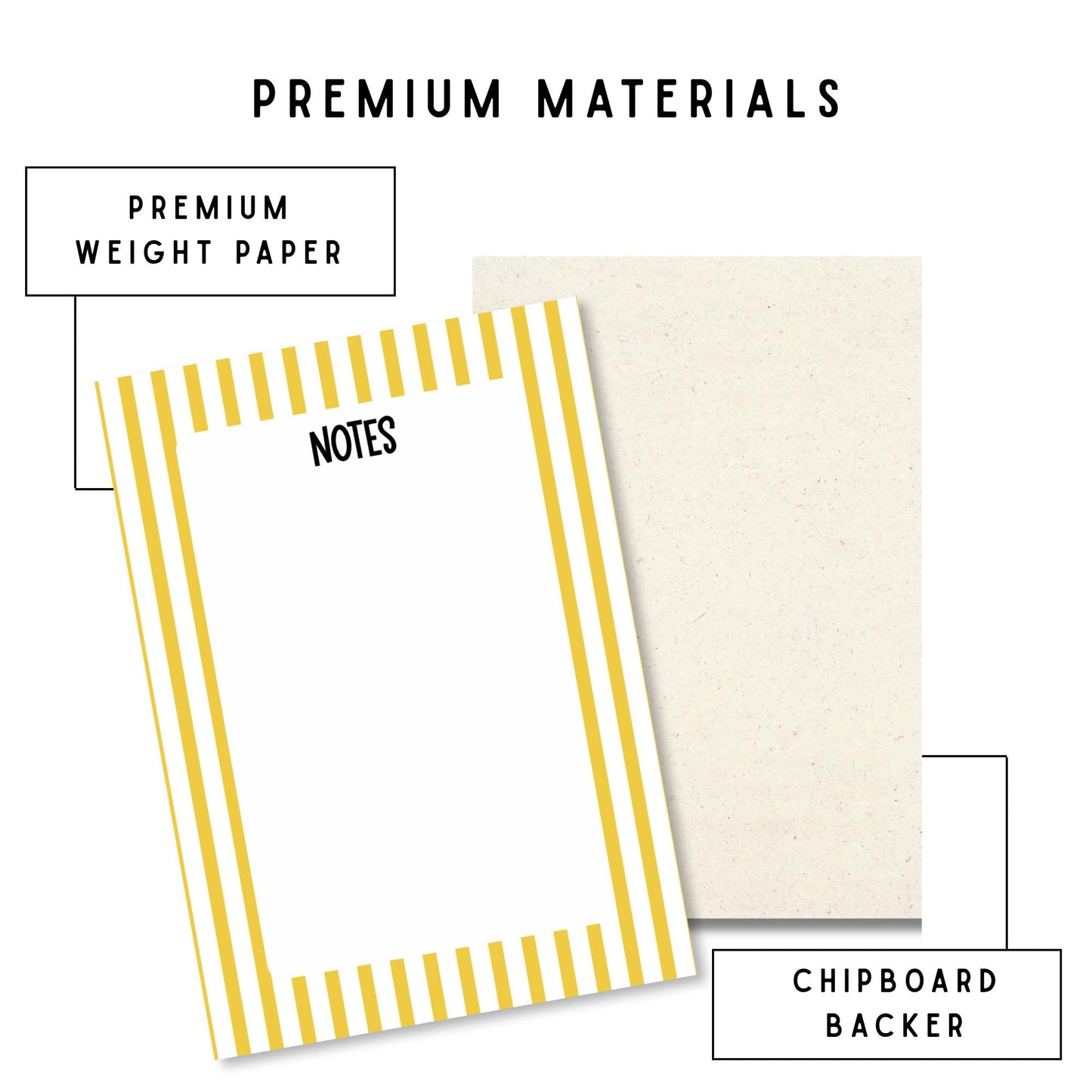 Desk Notepad Gift Teacher Appreciation Present Student Supply Yellow Striped Writing Pad Tear Away Sheet Paper Design Office Stationery Essential List Making Tool Daily Planner Organizer 5x7 Size Premium Quality Memo Pad Chipboard Backing