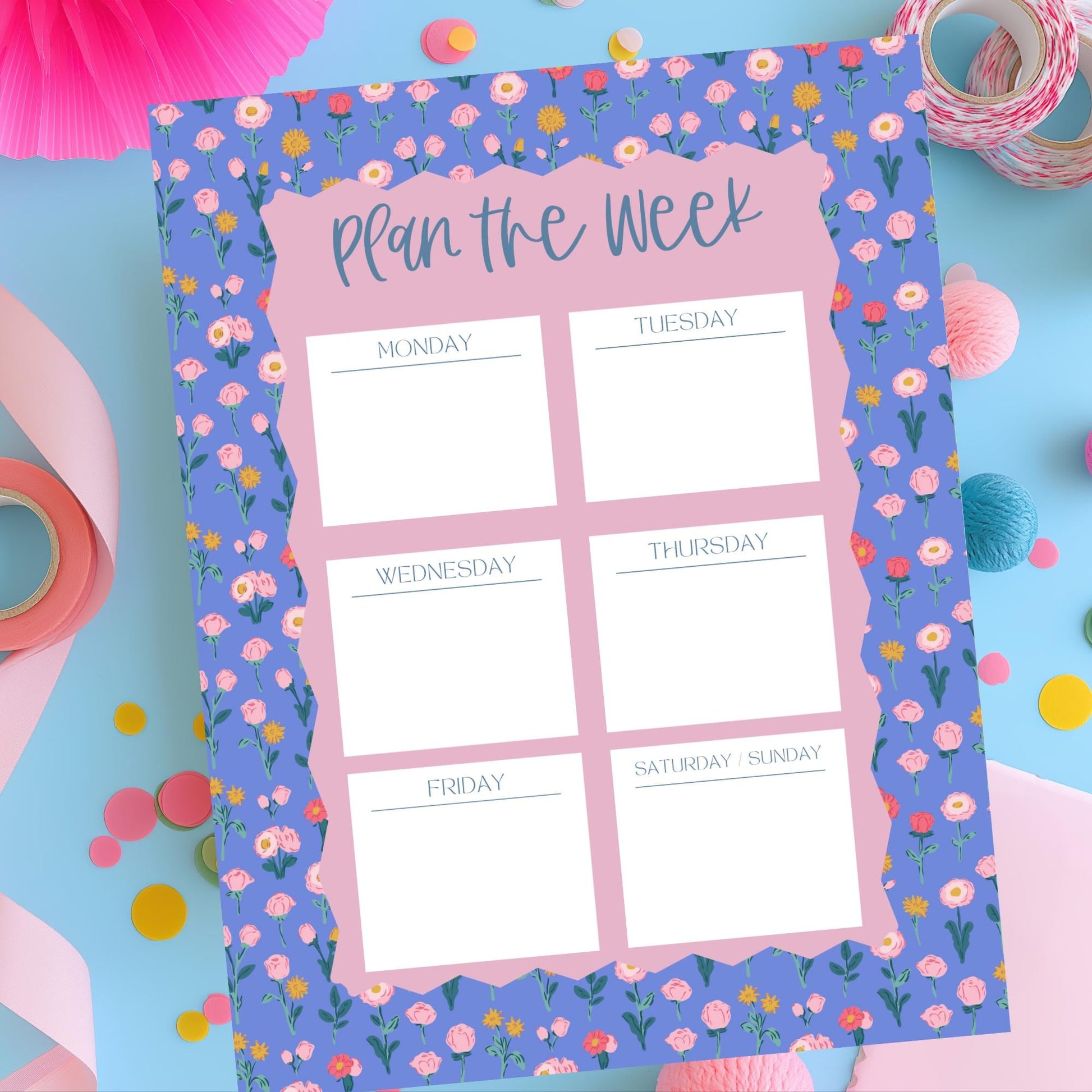 Weekly Planner Notepad Floral Design Desk Organizer Pad Fifty Tearoff Sheets Planning Pages Monday Through Sunday Schedule Layout Task Management Office Supplies Productivity Tool Student Planner Professional Workspace Organization