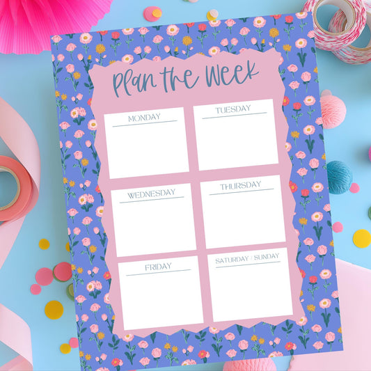Weekly Planner Notepad Floral Design Desk Organizer Pad Fifty Tearoff Sheets Planning Pages Monday Through Sunday Schedule Layout Task Management Office Supplies Productivity Tool Student Planner Professional Workspace Organization